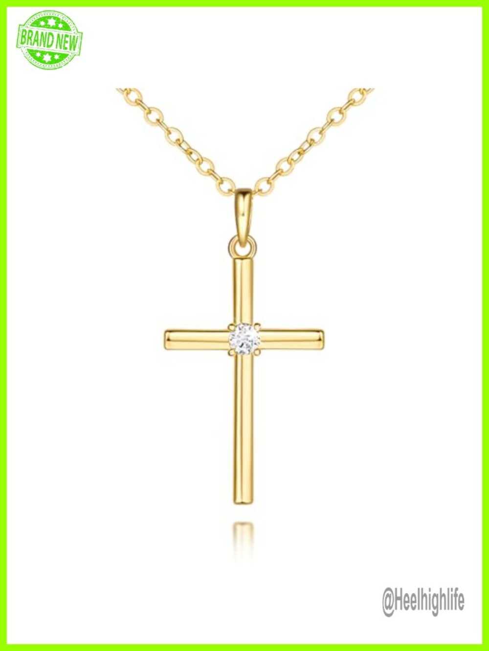 14K Gold Plated Cross Necklace for Women Cubic Zirconia Pendant
